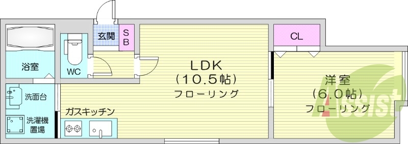 1LDK、灯油暖房、トランクルーム、角部屋