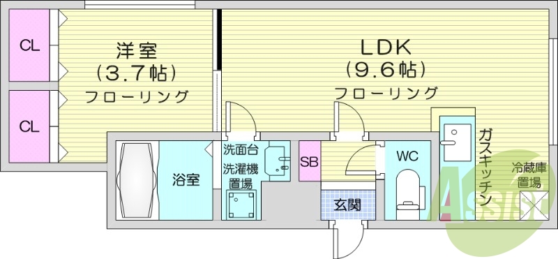1LDK、ユニットバス、エアコン、灯油暖房、インターホン
