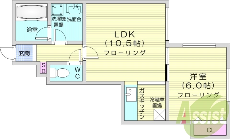 1LDK、トランクルーム、カメラ付きインターホン