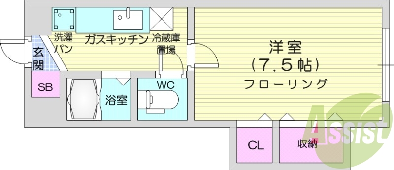 1K、オートロック、灯油暖房、シューズボックス