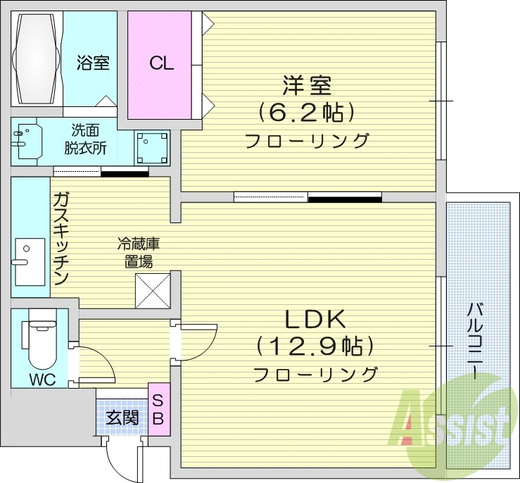1LDK、エアコン、トランクルーム、オートロック