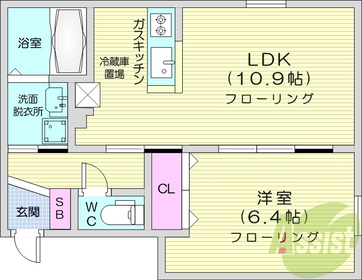 1LDK、都市ガス、エアコン、ネット無料、独立洗面台