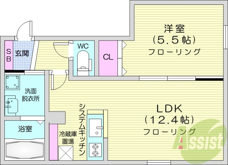1LDK、都市ガス、エアコン、ネット無料、独立洗面台