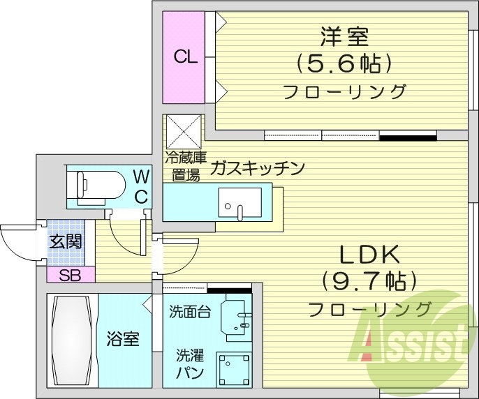 1LDK、シャワートイレ、エレベーター、浴室乾燥機