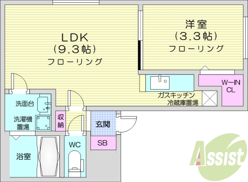 1LDK、独立洗面台、シャワートイレ、灯油暖房、バストイレ別