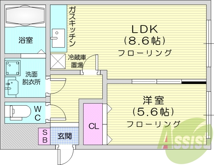 1LDK、インターネット無料、