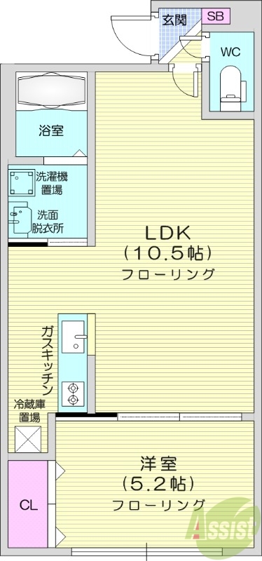 1LDK、ネット無料、角部屋、オートロック