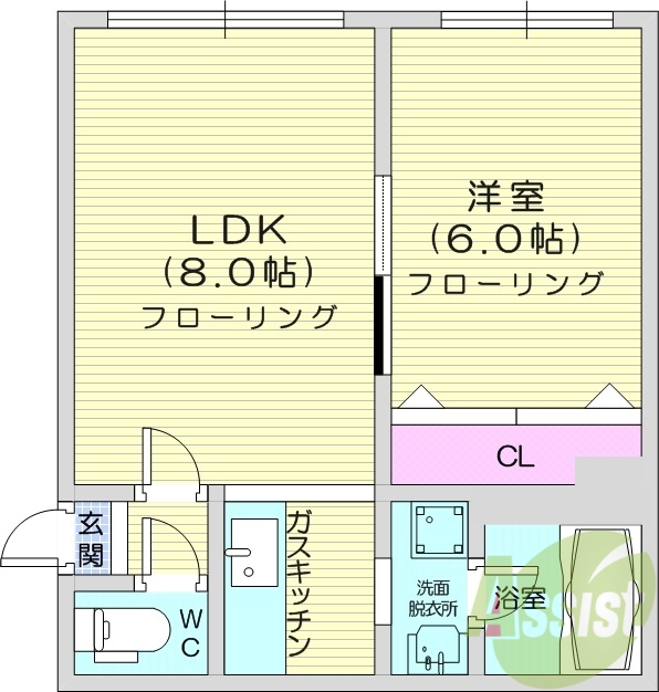 1LDK、トランクルーム、灯油暖房、独立洗面台