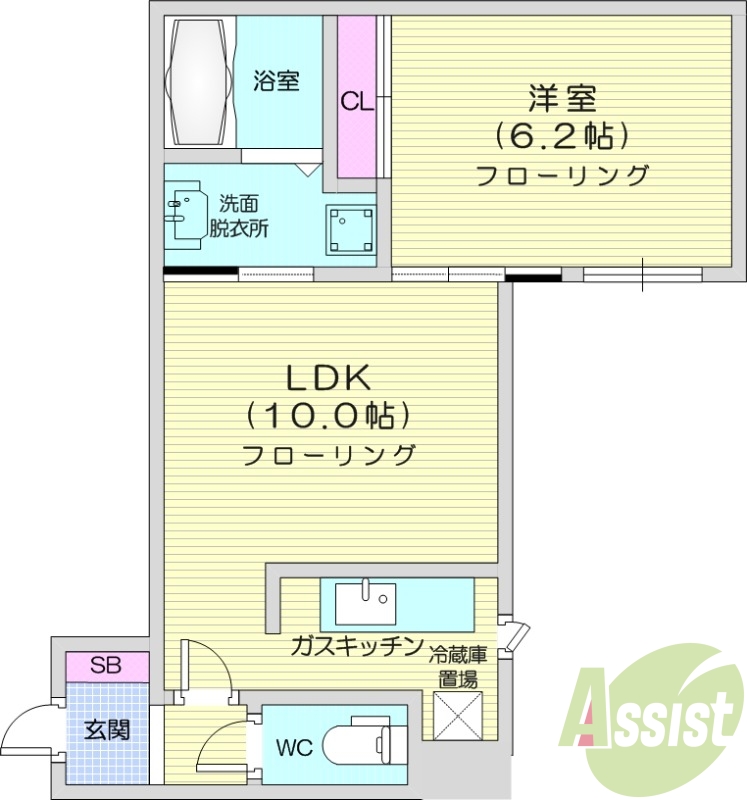 1LDK、エアコン、独立洗面台、灯油暖房