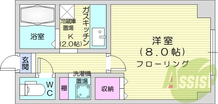 1K、エアコン、ネット無料、カメラ付きインターホン