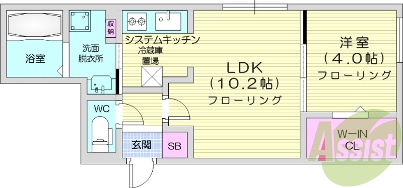 1LDK、都市ガス、エアコン、追い焚き、浴室乾燥機
