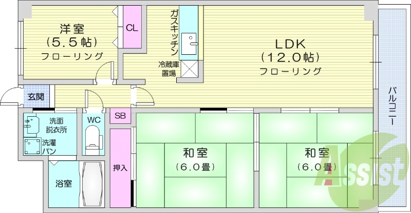 3LDK、灯油暖房、カウンターキッチン、エレベーター