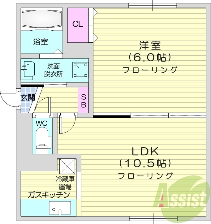 1LDK、エアコン、浴室乾燥機、ネット無料