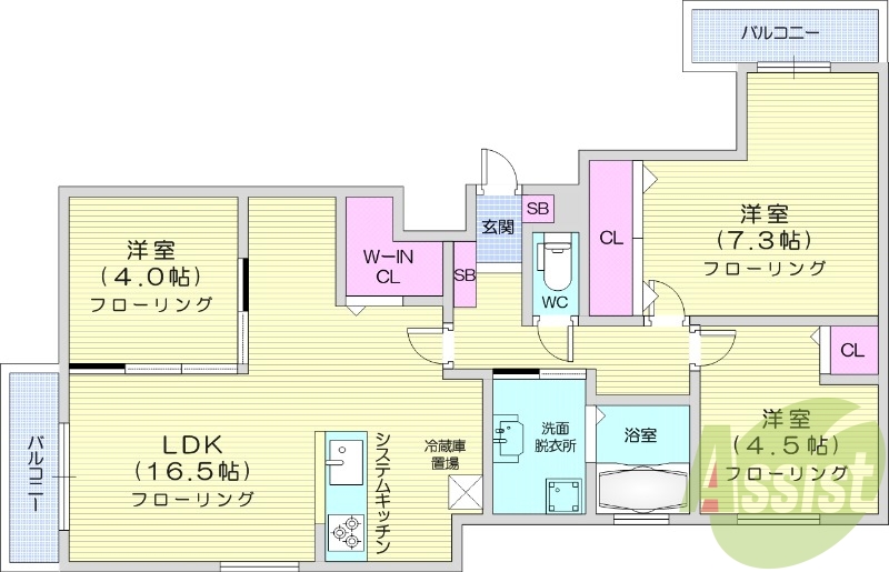 3LDK、エアコン、浴室乾燥機、1坪バス、灯油暖房