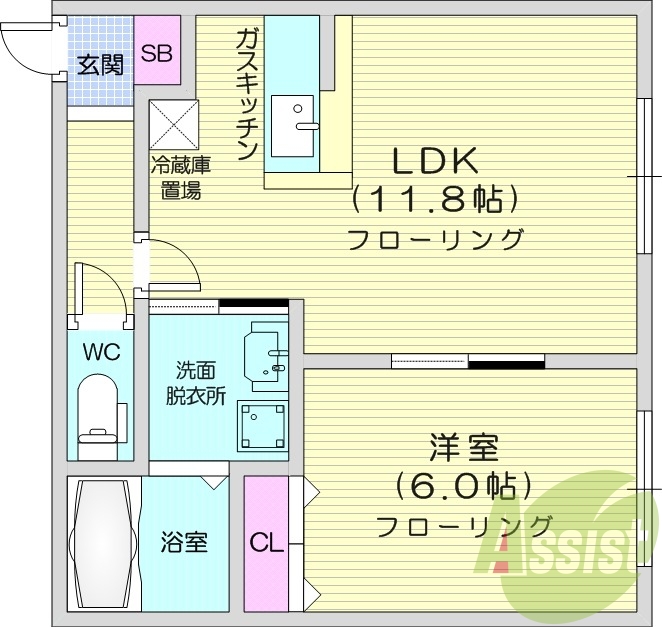 1LDK、ペット可、灯油暖房、エアコン、収納