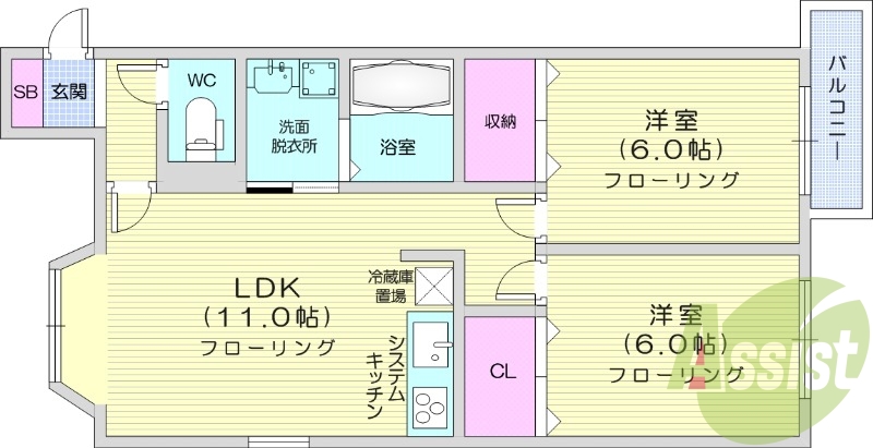 2LDK、灯油ボイラー、無料駐車場、システムキッチン
