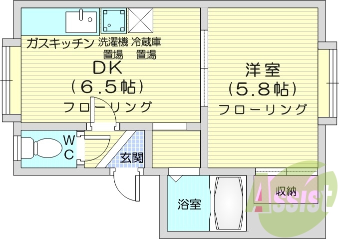 1DK、収納、インターネット無料、灯油暖房、ＴＶモニターホン
