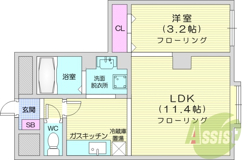 1LDK、エアコン、エレベーター、オートロック