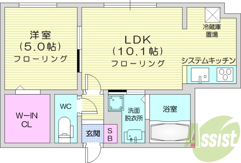 1LDK、都市ガス、エアコン、追い焚き