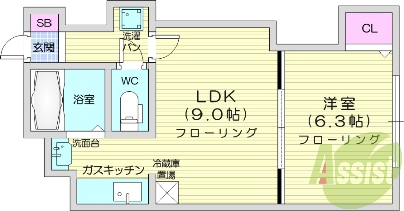 1LDK、モニターホン、灯油暖房、独立洗面台