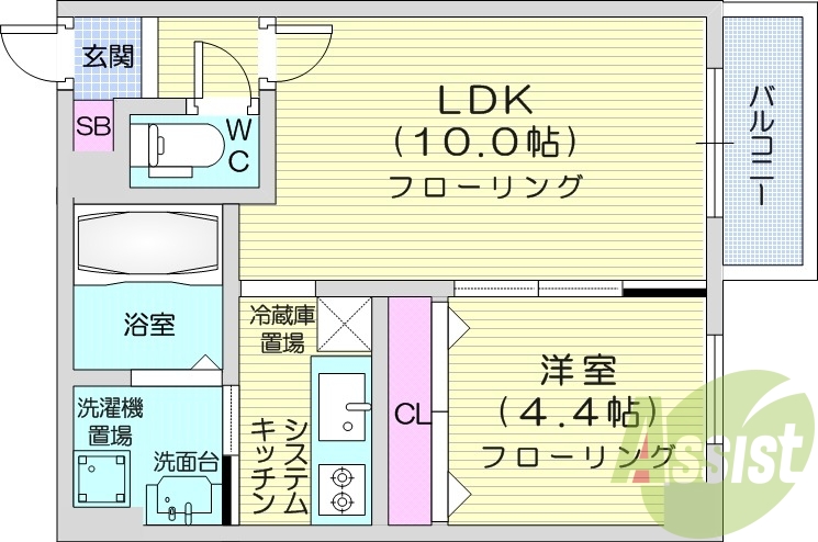 1LDK、エアコン、灯油暖房、角部屋、ネット無料