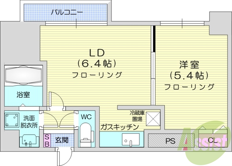 1LDK、宅配ボックス、TVインターホン