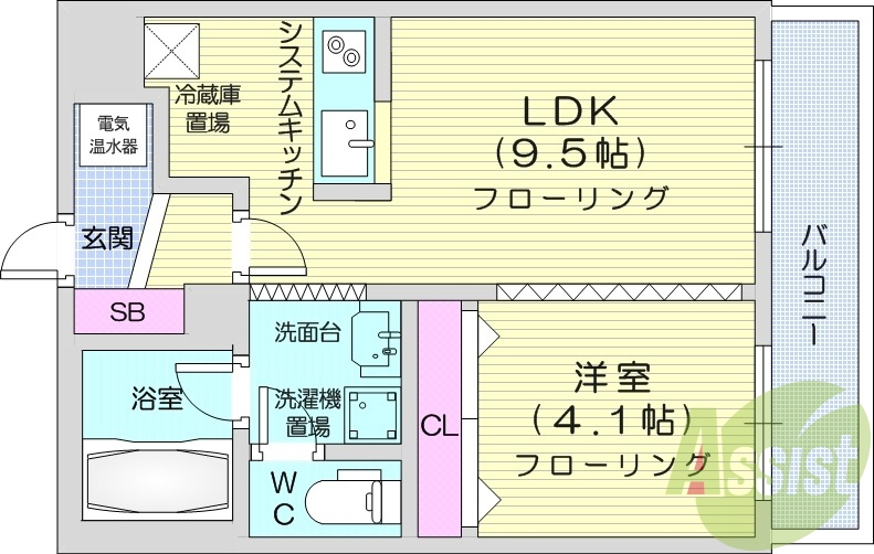 1LDK、IHクッキングヒーター、オートロック