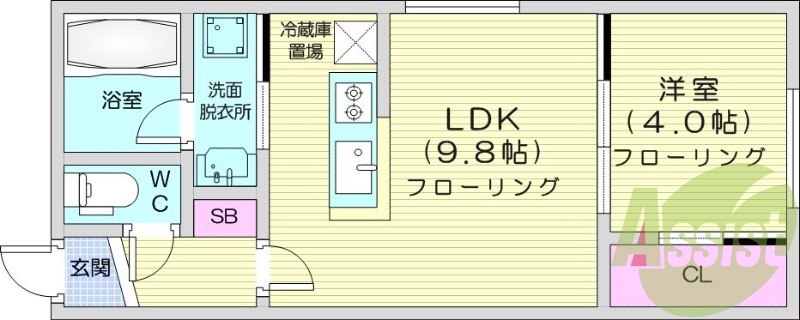 1LDK、オートロック、ウォークインクローゼット、