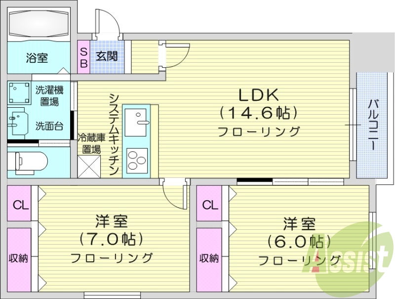 2LDK、灯油給湯、IHクッキングヒーター、宅配ボックス