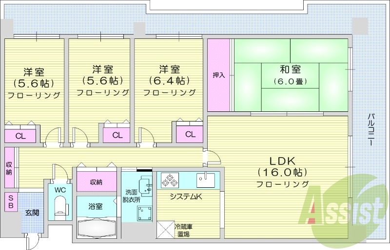 4LDK、ガスFF暖房、トランクルーム、オートロック