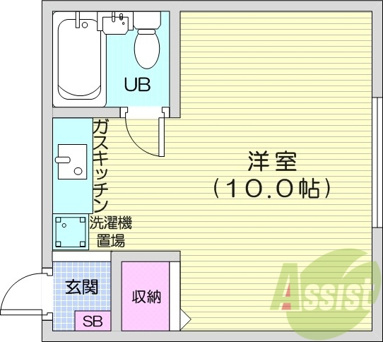 1R、シューズボックス、エアコン、ガス暖房