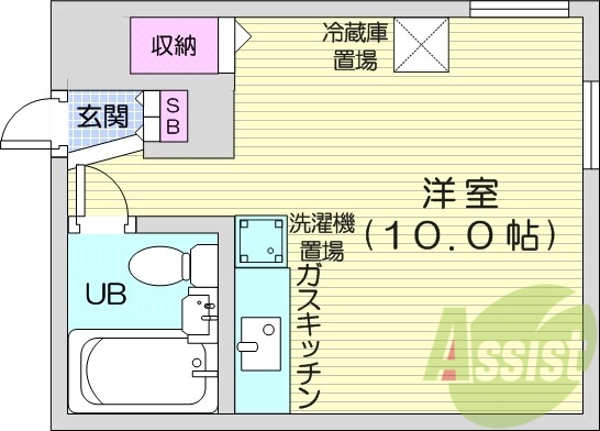 1R、シューズボックス、エアコン、ガス暖房
