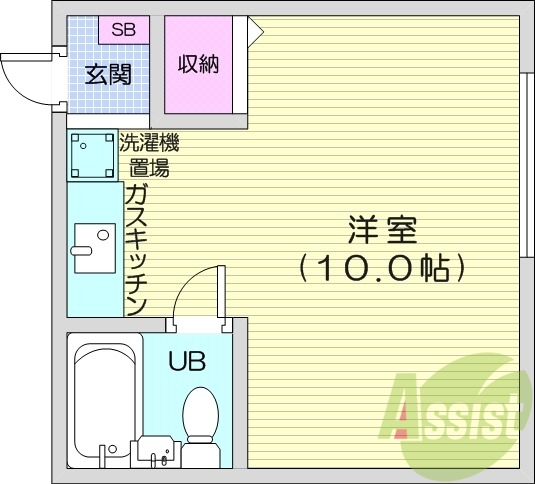 1R、シューズボックス、エアコン、ガス暖房