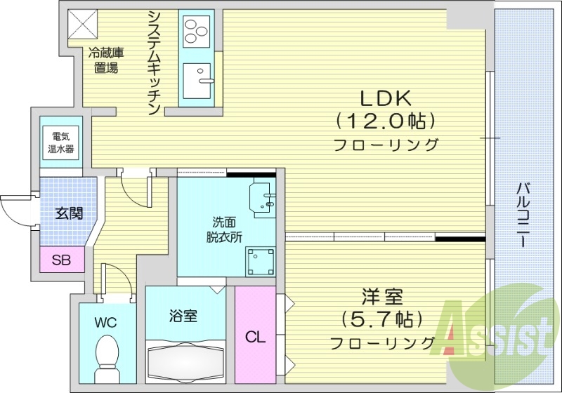 1LDK、ペット可、システムキッチン、オール電化、独立洗面台