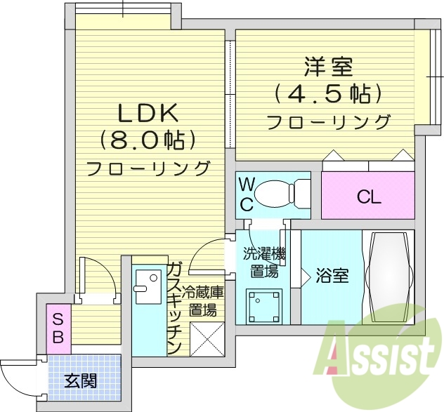 1DK、エアコン、バス・トイレ別・灯油暖房