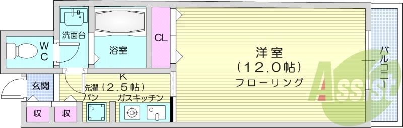 1*、エアコン、オートロック、風呂・トイレ別