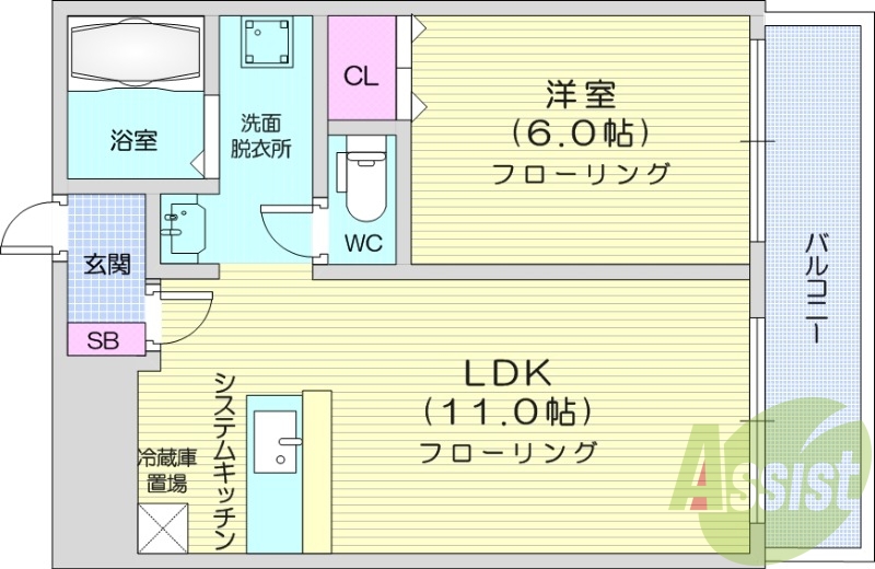 1LDK、エアコン、灯油暖房、独立洗面台、シャワートイレ