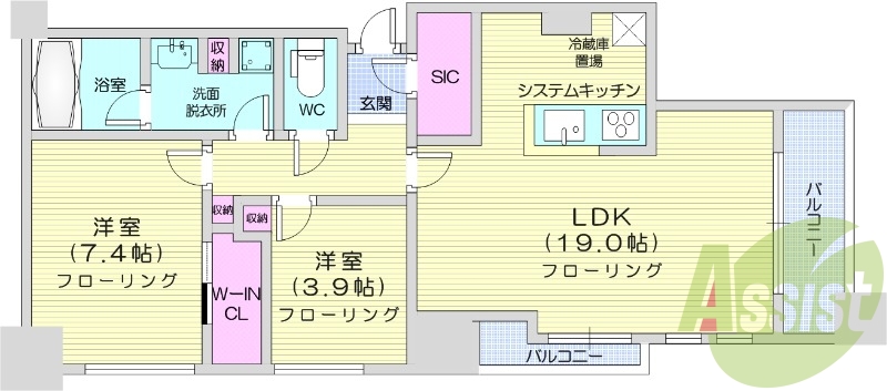 2LDK、都市ガス、ネット無料、エアコン、追い焚き機能