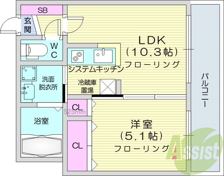 1LDK、都市ガス、オートロック、ガス給湯、ネット無料