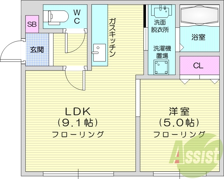 1LDK、モニタ付インターホン、エアコン、シャワートイレ