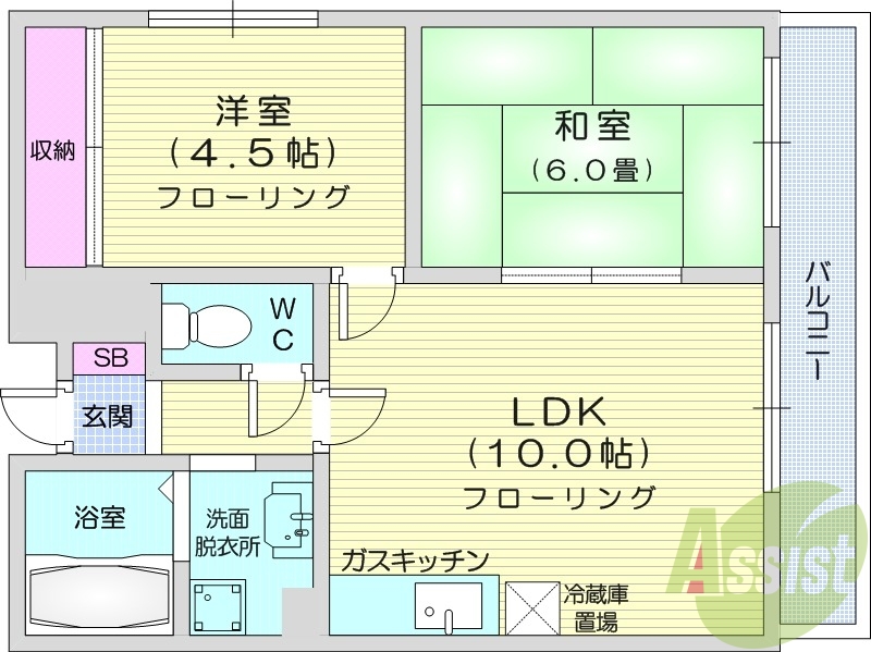 2LDK、ガス上限有、ペット相談、モニタ付きインターホン