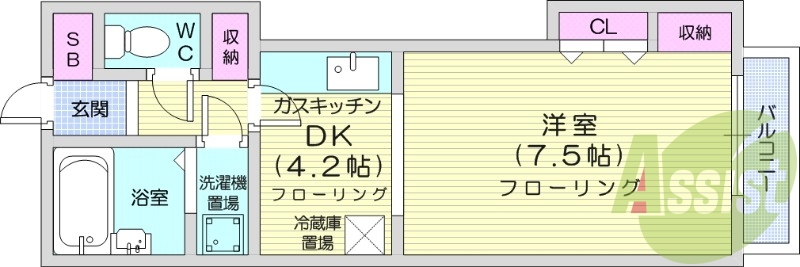 1DK、バス・トイレ別、オートロック、シャワートイレ