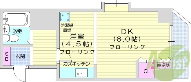 1DK、バルコニー、暖房器具有、ネット無料