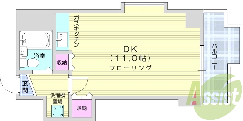 1DK、バルコニー、暖房器具有、ネット無料
