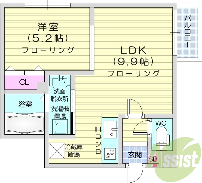 1LDK、オートロック、オートロック、バストイレ別