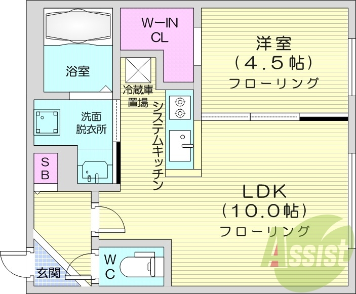 1LDK、都市ガス、エアコン、浴室乾燥機、