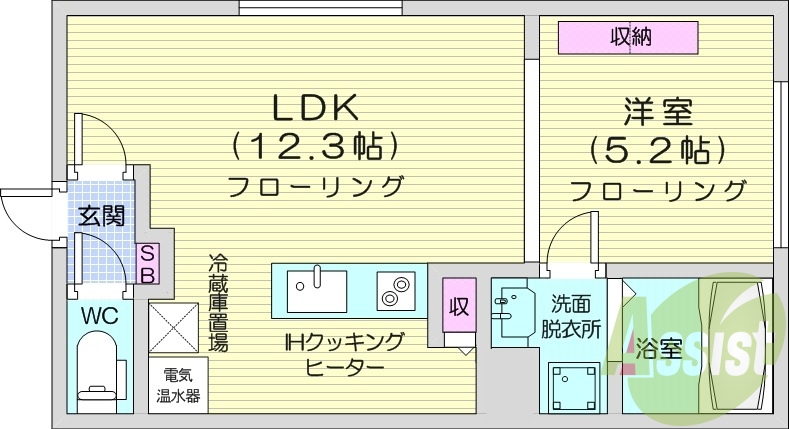 1LDK、オール電化、ペット相談、ネット無料