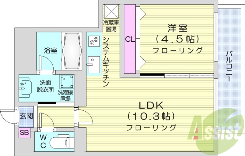 1LDK、収納、洗濯機置場、暖房設備、オール電化