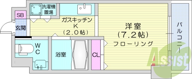 1LDK、ネット無料、シャンプードレッサー、TVモニターホン