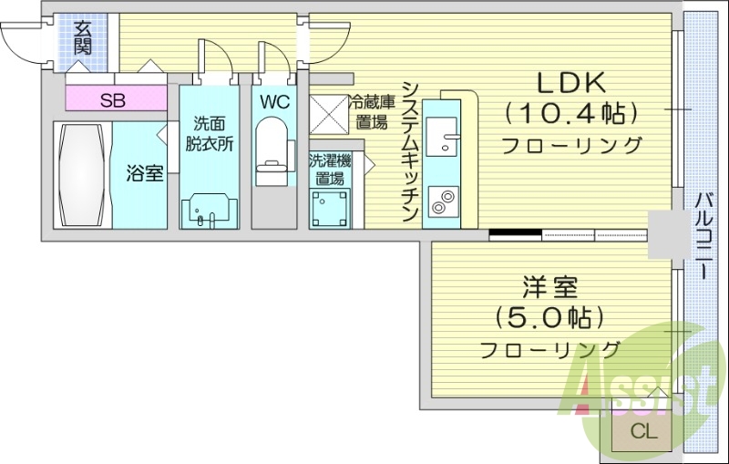 1LDK、オール電化、オートロック、宅配ボックス